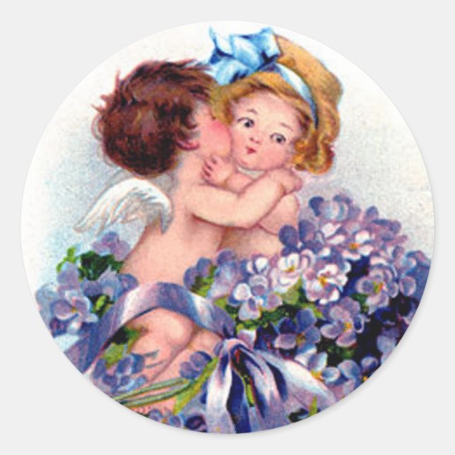 Redonda Cupid Kiss Pegatina (Anverso)