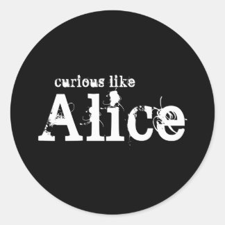 Redonda Curioso como Alice Black Pegatina