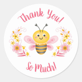 Redonda Cute Bee Baby Shower Gracias Pegatina