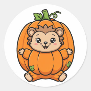 Redonda Cute Calabaza Erizo Pegatina Halloween