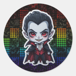 Redonda Cute Chibi Vampire Halloween Pegatina de personaje