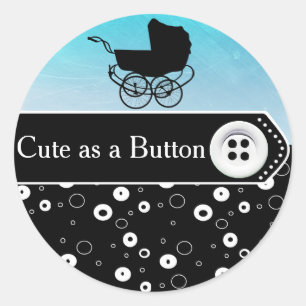 Redonda Cute como botón Pegatina de Baby Shower de transpo