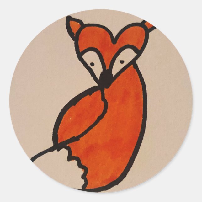 Redonda Cute como pegatina de zorro (Anverso)