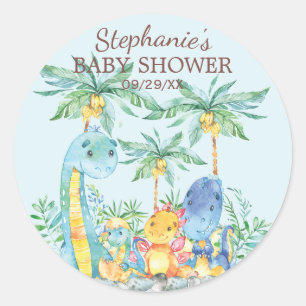 Redonda Cute dinosaurios Baby Shower Favor Pegatina