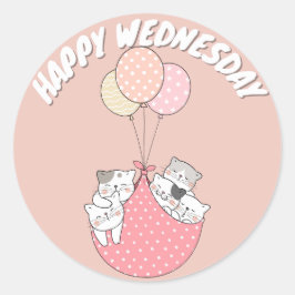 REDONDA CUTE FELIZ MIÉRCOLES CAT CLASSIC ROUND PEGATINA