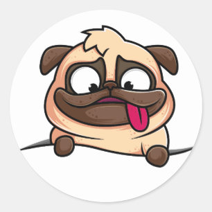 Redonda Cute Gracioso Pug Puppy - Pegatina
