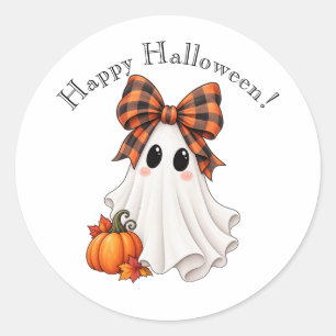 Redonda Cute Happy Halloween Girl Ghost Pegatina