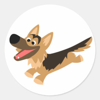 Redonda Cute Happy Personalizado German Shepherd Pegatina