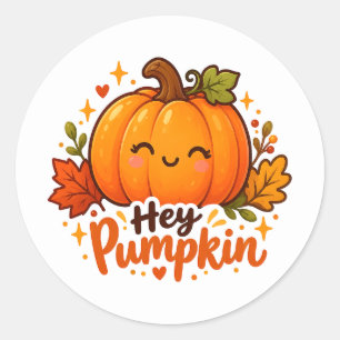 Redonda Cute Hola Calabaza Otoño Halloween Pegatina