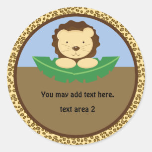 Redonda Cute Jungle Lion Safari Party Baby Shower Pegatina