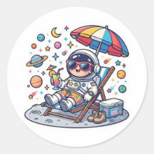 Cute Kawaii Astronauta Pegatina de Verano Playa Es