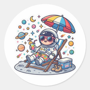 Redonda Cute Kawaii Astronauta Pegatina de Verano Playa Es