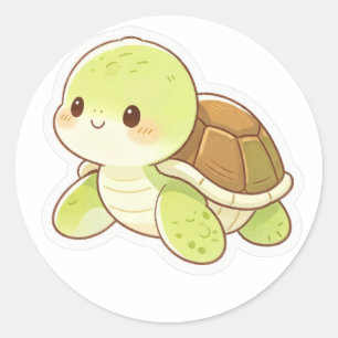 Redonda Cute Kawaii Bebé Tortuga Pegatina   Tortuga Marina