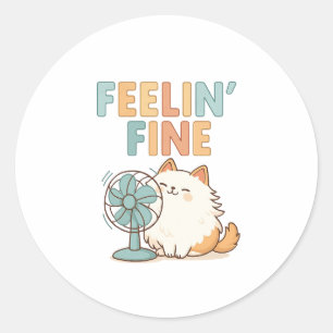 Redonda Cute Kawaii Fan Gato Estética Pegatina de Vinilo