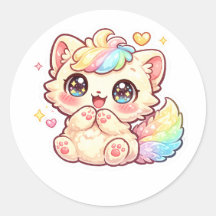 Cute Kawaii Gatito Arcoíris Pegatina de Gato Espon