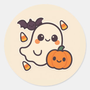 Redonda Cute Kawaii Ghost Halloween Pegatina para niños
