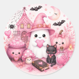 Redonda Cute Kawaii Halloween Ghost Pegatina