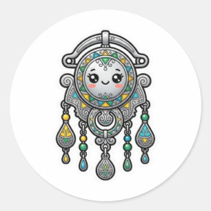 Redonda Cute Kawaii Marroquí Amazigh Tazarzit Pegatina de 