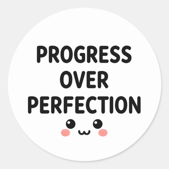 Redonda Cute Kawaii Progreso Sobre Perfección Pegatina Red (Anverso)