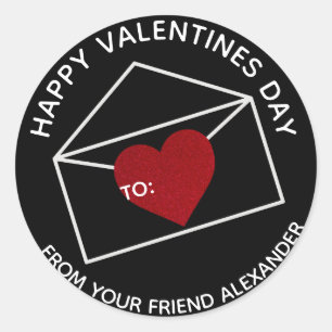 Redonda Cute Kids Valentine Favor Bag Pegatina