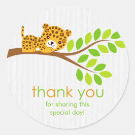 Redonda Cute Little Leopard Gracias Pegatina