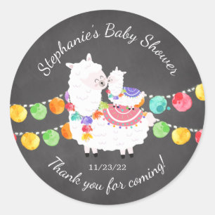 Redonda Cute Llama Mama Baby Shower Favor Pegatina