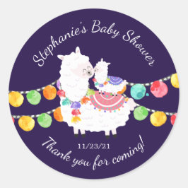 Redonda Cute Llama Mama Baby Shower Favor Pegatina