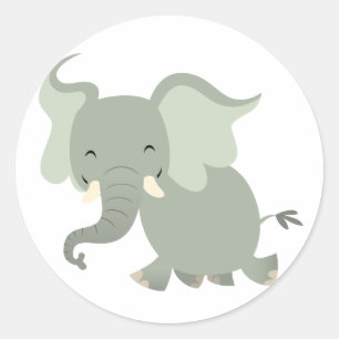 Redonda Cute Merry Personalizado Elephant Pegatina