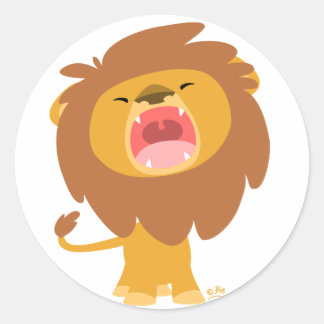 Redonda Cute Mighty Roaring Personalizado león pegatina re