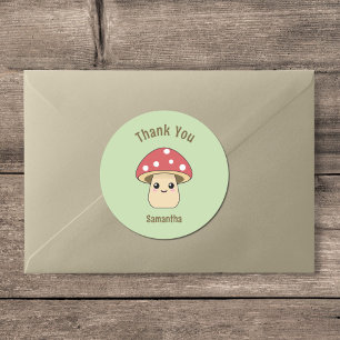 Redonda Cute Mushroom Gracias Pegatina
