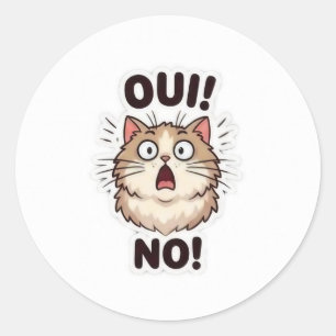 Redonda Cute Oui Non Pegatina