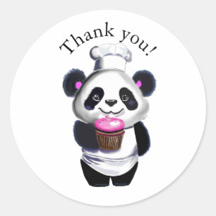 Redonda Cute Panda Bear Gracias Pegatina