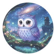 Cute Pegatina de Búho Galaxia