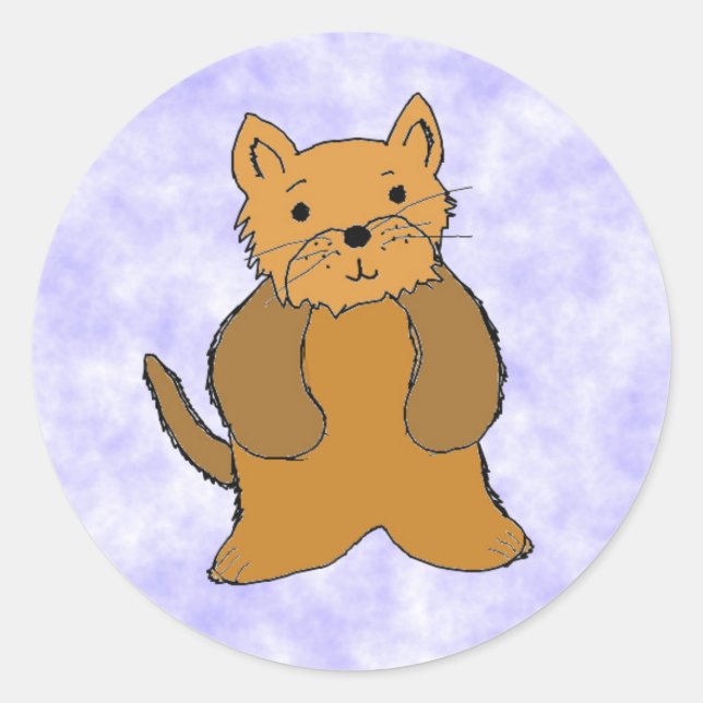 Redonda Cute pegatina de cachorro de dibujos animados (Anverso)