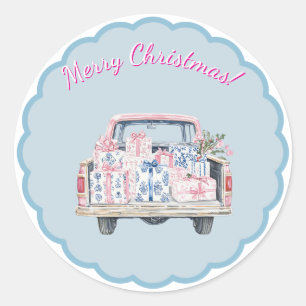Redonda Cute pegatina de Chinoiserie de Navidad