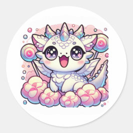 Redonda Cute Pegatina de Dragón Bebé Pastel Unicornio Fant