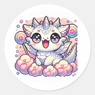 Redonda Cute Pegatina de Dragón Bebé Pastel Unicornio Fant