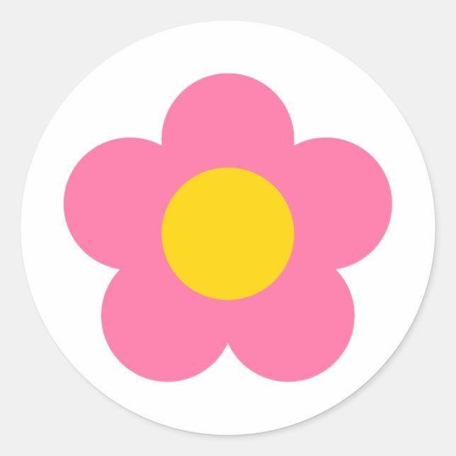 Redonda Cute pegatina de flor rosa (Anverso)