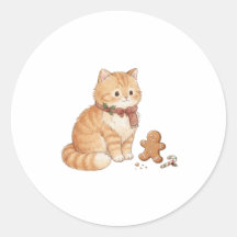 Cute Pegatina de Gato de Navidad de Pan de Jengibr