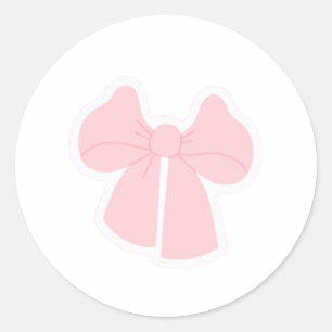Redonda Cute Pegatina de Lazo Rosa Pastel Kawaii Coquett