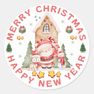 Redonda Cute pegatina de Navidad | Diseño festivo de vacac