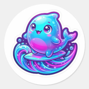 Redonda Cute pegatina de surf de Sherro Aniimo 3D