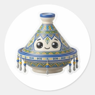 Redonda Cute pegatina marroquí Kawaii Tajine