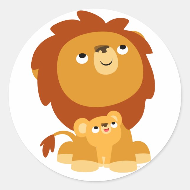 Redonda Cute Personalizado Protector Papá León y Pegatina  (Anverso)