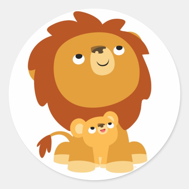 Redonda Cute Personalizado Protector Papá León y Pegatina  (Anverso)