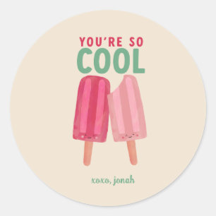 Redonda Cute Popsicles Verano Pegatina de San Valentín