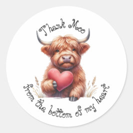 Redonda Cute Scottish Highland Cow gracias pegatina del co