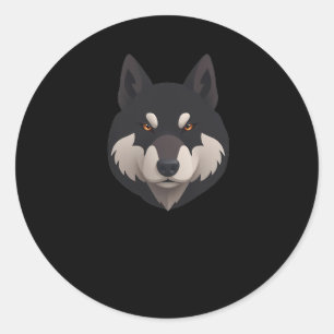 Redonda Cute Wolf Hear 3d - Pegatina Mundial de Animales