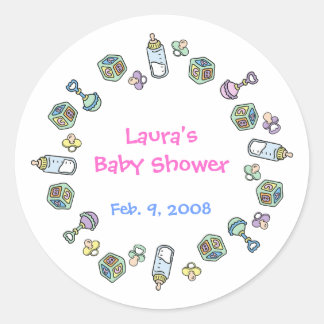 Redonda Cutietoots Baby Shower Party Favor Pegatina