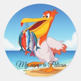 Redonda Cuto Personalizado Pelican con Pegatina de pescado